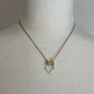 Gold plated boho clear crystal necklace